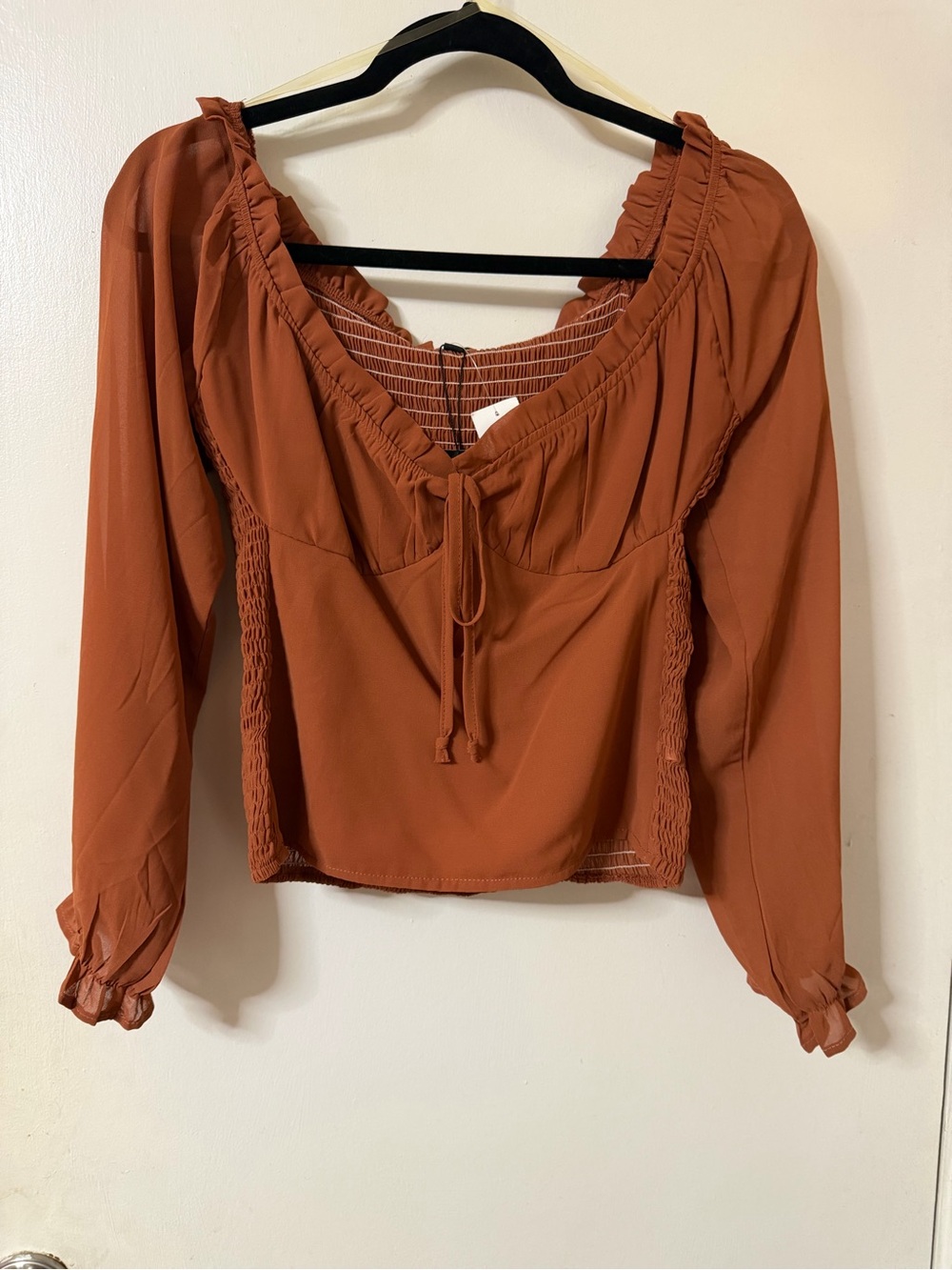 Papermoon Rust Long-Sleeve Peasant Top